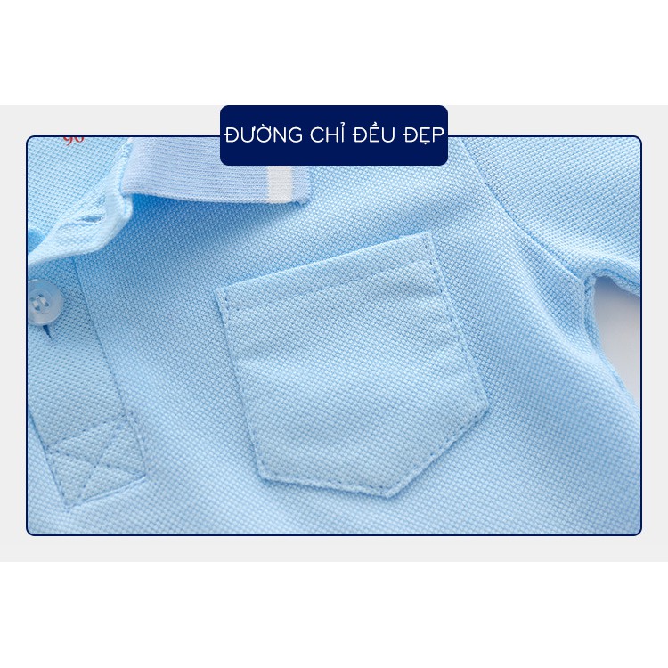 Áo Polo bé trai WELLKIDS áo có cổ cho bé họa tiết túi ngực chất cotton hàng xuất Âu Mỹ