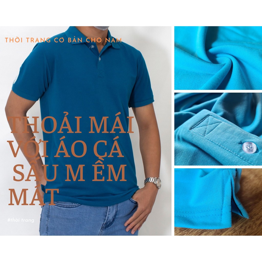 Áo thun nam tay ngắn có cổ vải cá sấu cotton mềm thấm hút mô hôi tốt mặc BAO MÁT loại áo polo trơn ATCS02 | BigBuy360 - bigbuy360.vn