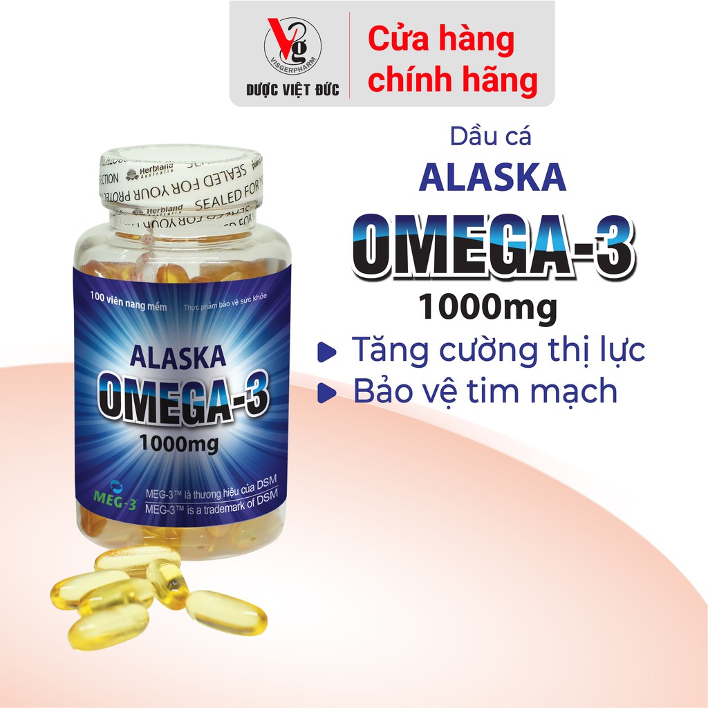 [Chính hãng - Dược Việt Đức] Thực phẩm bảo vệ sức khỏe Alaska Omega 3 tăng cường thị lực - lọ 100 viên