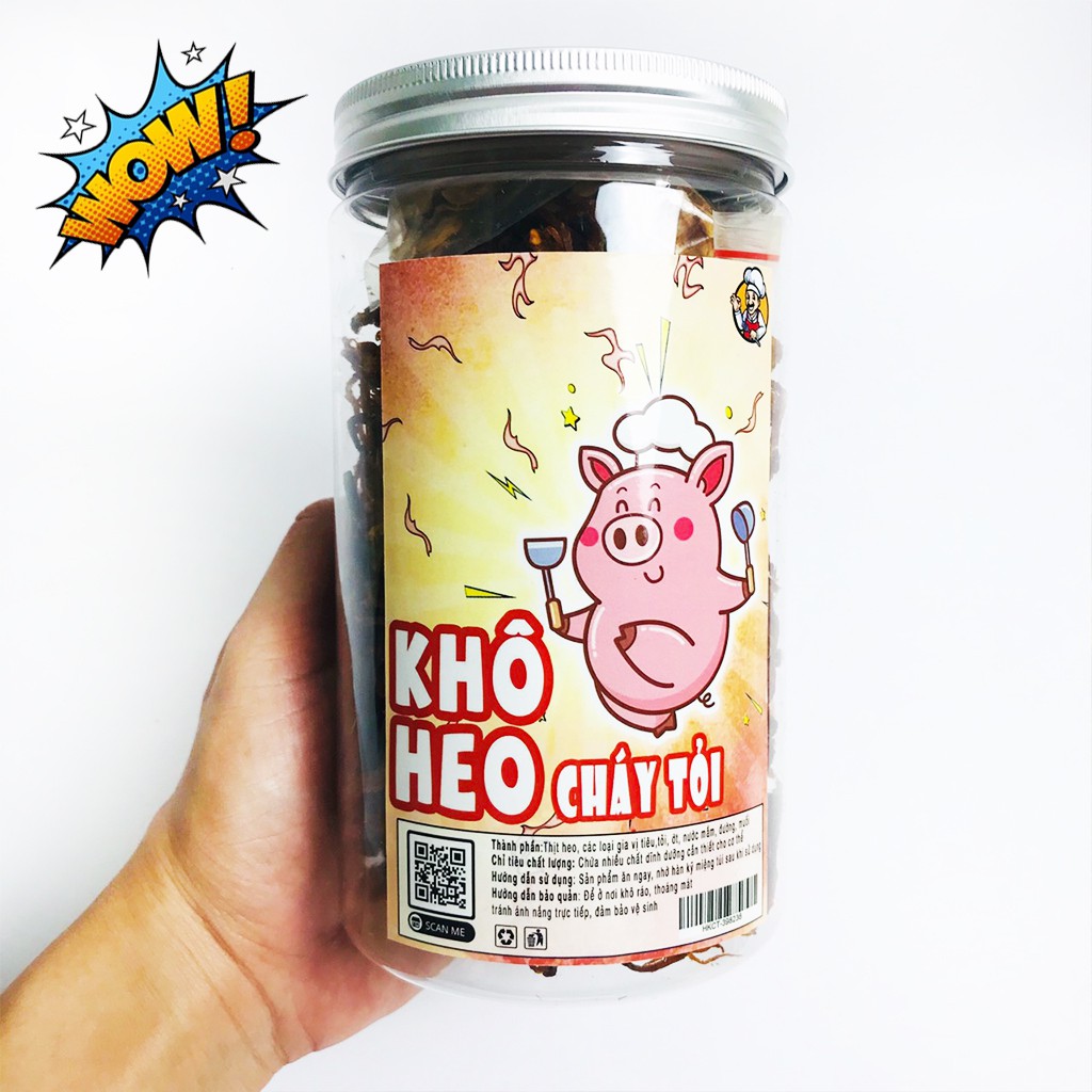 Khô heo cháy tỏi hũ pet 300g cay thơm đậm vị đồ ăn vặt Hà My