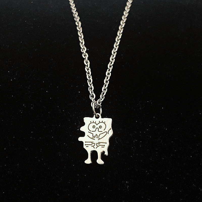 Set 2 vòng cổ Bạc Mặt Hình Spongebob Thời Trang Cho Cặp Đôi