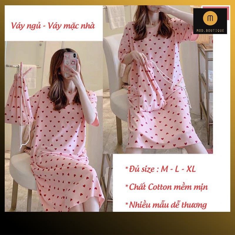 Váy Mặc Nhà Váy Ngủ Họa Tiết Đáng Yêu, Chất Cotton Mềm Mịn Diện Hè V6 | BigBuy360 - bigbuy360.vn