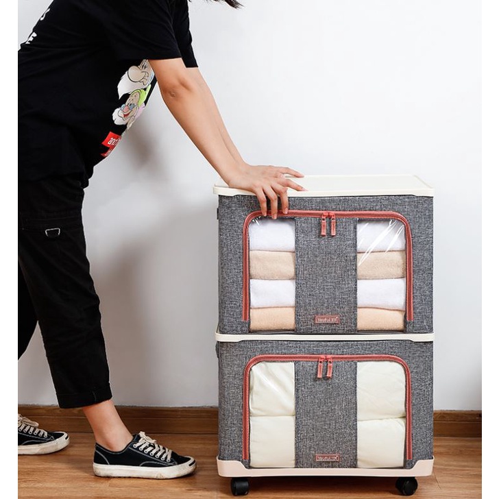 Bàn đỡ gắn bánh xe di động chưa hộp đựng đồ, túi đựng chăn màn khung sắt - chính hãng miDoctor