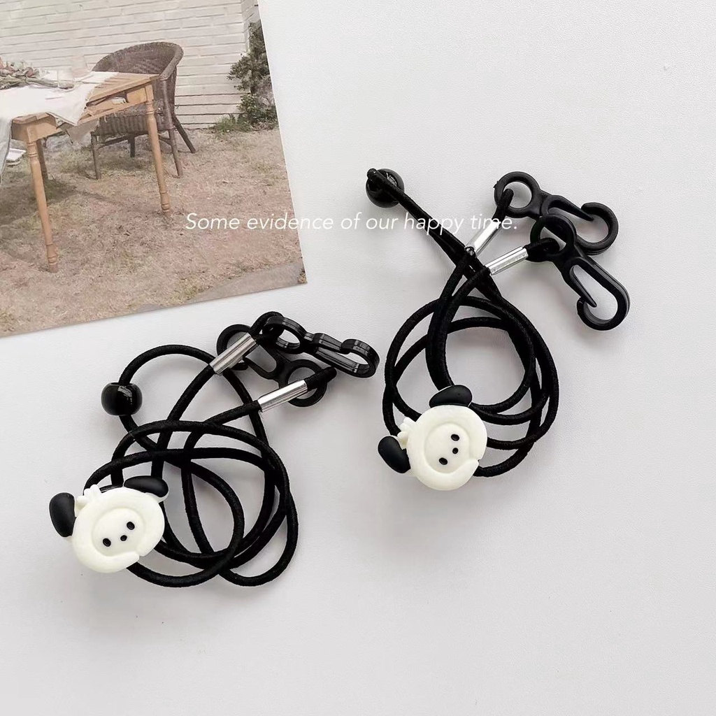 Dây Đeo Mắt Kính Bằng Nylon Màu Đen Hình Cún Hoạt Hình Sáng Tạo