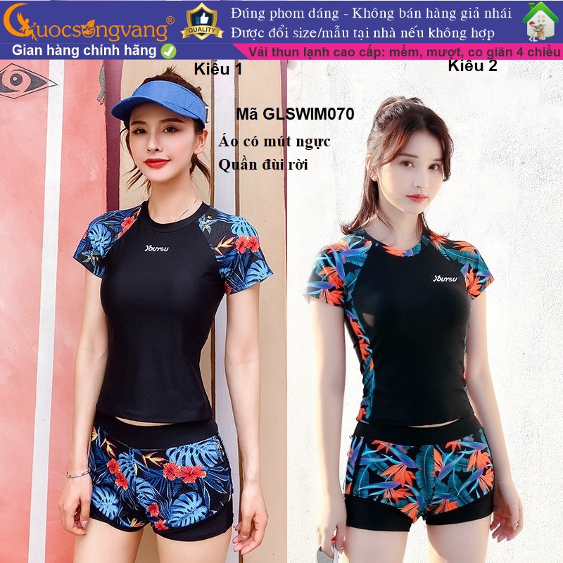 Bộ đồ bơi nữ thể thao kín đáo quần áo bơi nữ in hoa mã GLSWIM070 Cuocsongvang