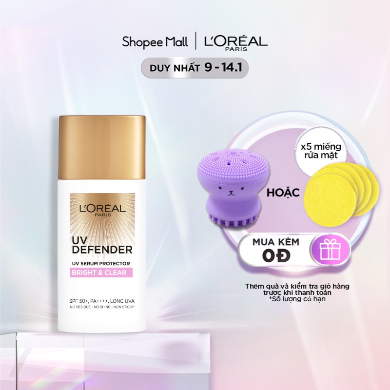 Kem chống nắng L’Oreal Paris UV Defender Serum 50ml​ SPF 50+ :Dưỡng ẩm mịn mượt