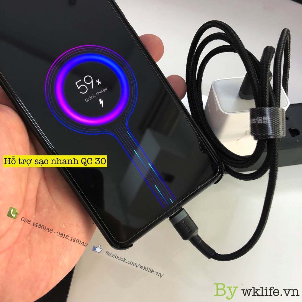 Cáp Sạc Nhanh USB C Baseus Cafule Dây Dù Sạc Nhanh Cho Xiaomi Samsung