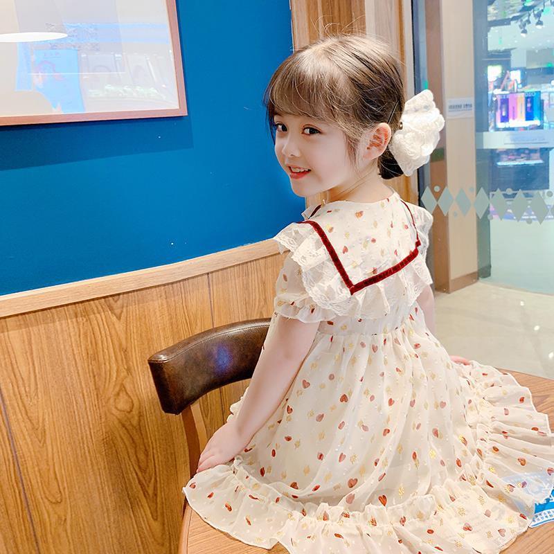 Đầm Mùa Hè Họa Tiết Trái Tim Phong Cách Phương Tây Hàn Quốc Mới Cho Bé Gái 2022
