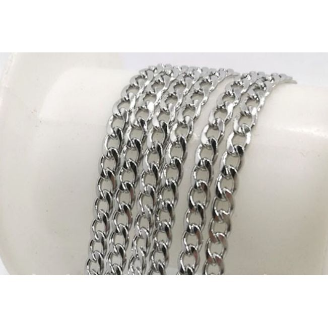 0,5 mét xích inox không rỉ oval xoắn phẳng size 3-3.9-4.6-5.4mm
