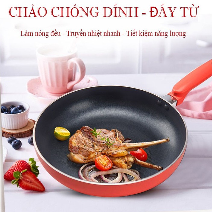 CHẢO CHỐNG DÍNH HỢP KIM NHÔM ĐÁY TỪ TIỆN LỢI, NHỎ GON NẤU ĐƯỢC BẾP TỪ, BẾP GAS, BẾP HỒNG NGOẠI - CDD24 VT268