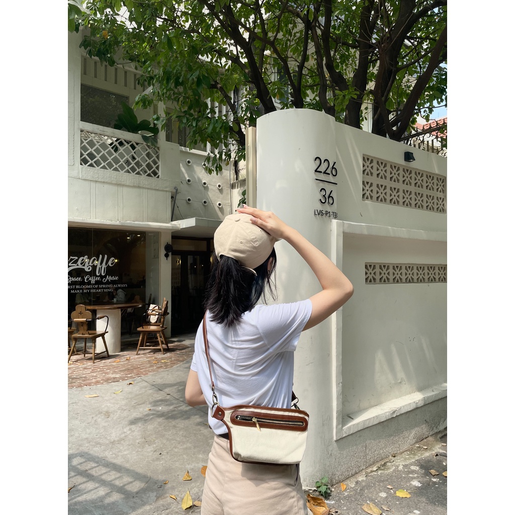 Túi Chéo Signature - túi đeo chéo cao cấp canvas da bò