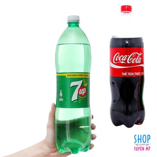 Combo 02 chai nước ngọt lớn 1.5 lít (7 up và coca)
