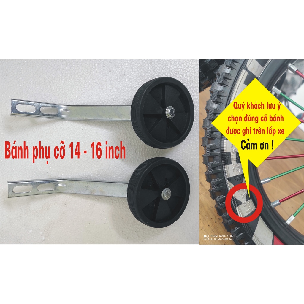 bánh phụ cho xe đạp trẻ em cỡ bánh từ 12-14-16-20 inch