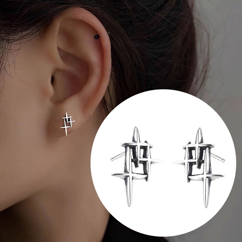 Bông Tai Xijing Hình Thánh Giá Bằng Bạc Dành Cho Cặp Đôi