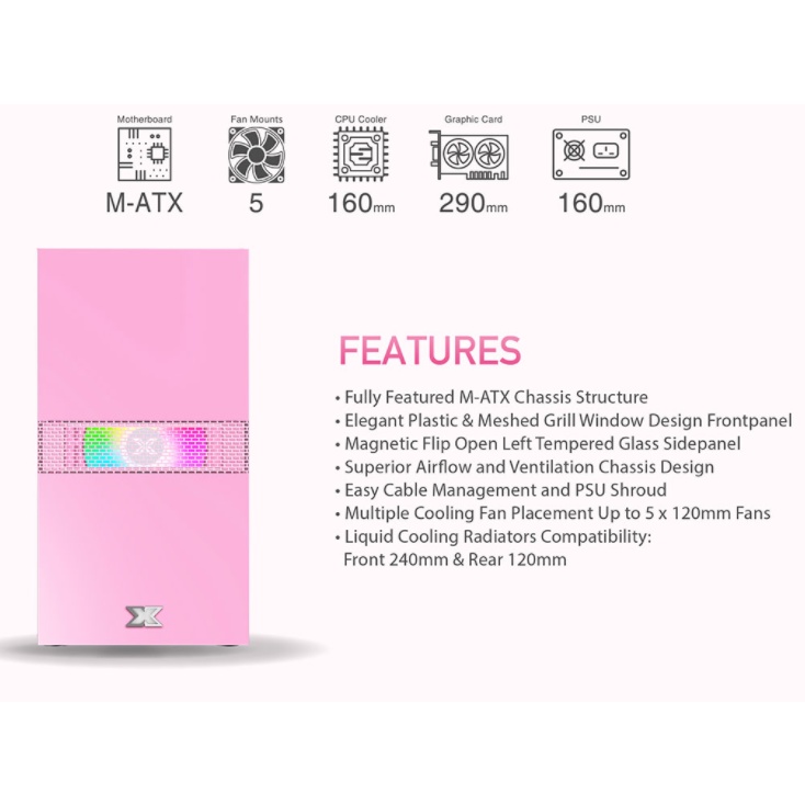 Vỏ case XIGMATEK AERO FADIL QUEEN 1F (PINK) TẶNG 1 FAN LED new chính hãng