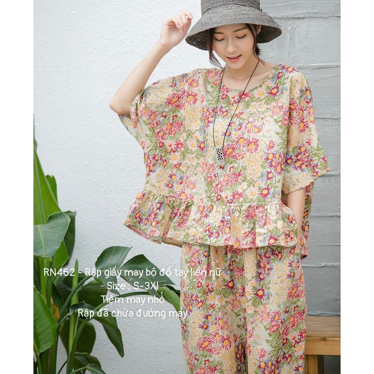 RN462_Rập giấy may bộ đồ tay liền nữ