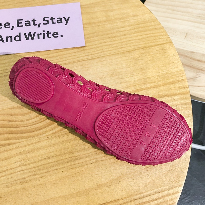 Giày Búp Bê Mũi Tròn Đế Bằng Phối Lỗ Lưới Thời Trang Mùa Hè Xinh Xắn Cho Nữ