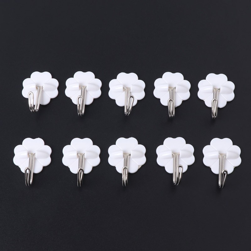 Set 10 Móc Treo Đồ Dán Tường Bằng Nhựa Tiện Dụng Cho Nhà Bếp / Phòng Tắm