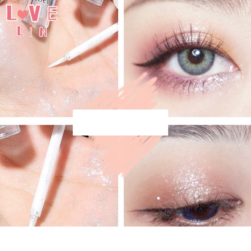 【lovelin】 Phấn Mắt Dạng Lỏng Một Giọt Nước Có Kim Tuyến Tơ Tằm Ánh Ngọc Trai Phân Cực Làm Sáng Da Đơn Sắc