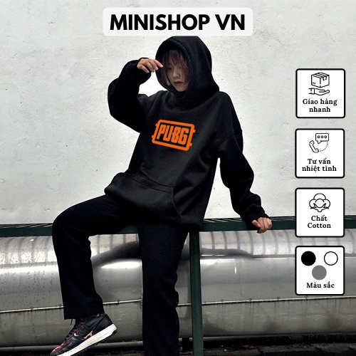 Áo nỉ hoodie PUBG nam nữ chất nỉ bông mềm mịn dáng rộng, áo hoodie gaming