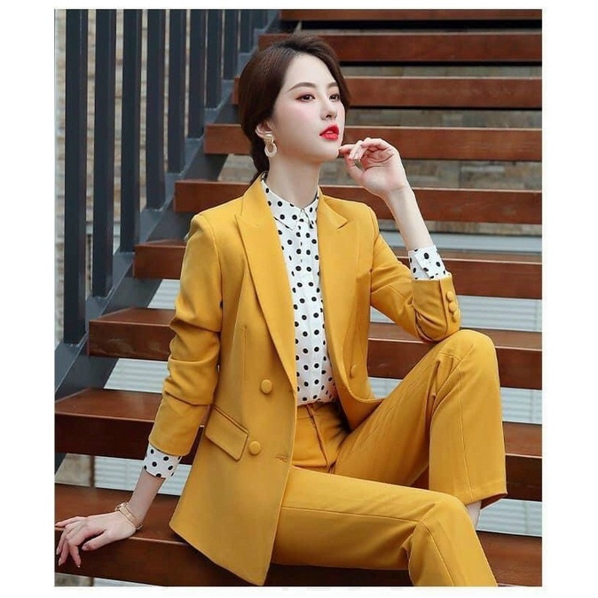 Set Áo Vest 2 Lớp Tay Dài + Quần Dài TJ36 - Vàng