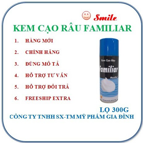 Combo 6  lọ Kem (bọt) cạo râu Familiar Menthol 300g- Xanh lá/Xanh Dương