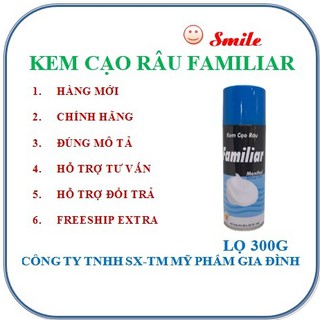 Combo 6  lọ Kem (bọt) cạo râu Familiar Menthol 300g- Xanh lá/Xanh Dương