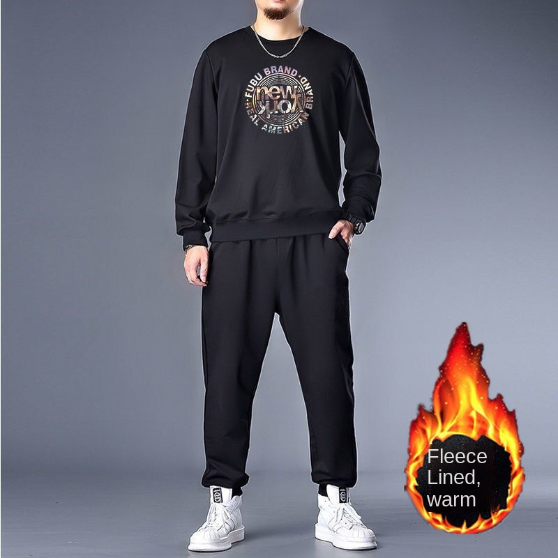 Set đồ thể thao hai món dáng rộng giữ ấm mùa đông plus size S cho nam