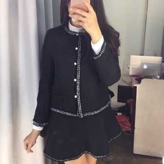 Set váy dạ viền kim tuyến tiểu thư sale 250k