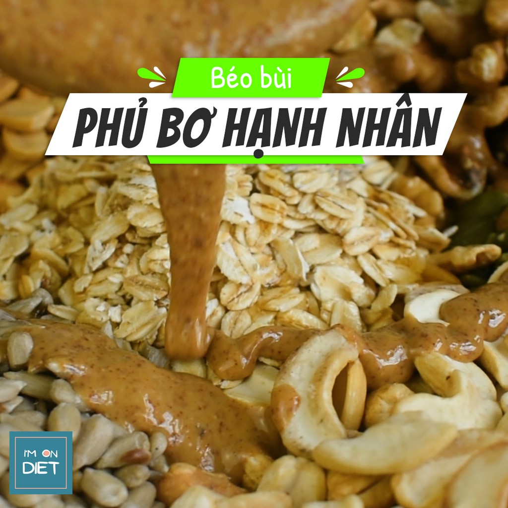 GRANOLA KHÔNG ĐƯỜNG ĂN KIÊNG | PHỦ BƠ HẠNH NHÂN - NGÀO MẬT ONG I 10 LOẠI HẠT &amp; QUẢ KHÔ | 'M ON DIET | 250g - 500g