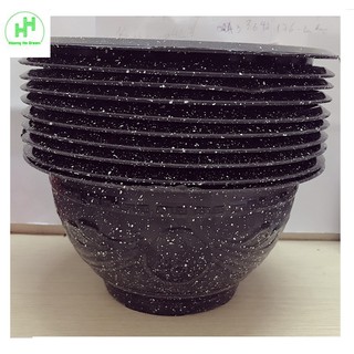 10 Chậu Nhựa Trồng Hoa, Cây Cảnh Giả Đá Đen Trường Hải T320