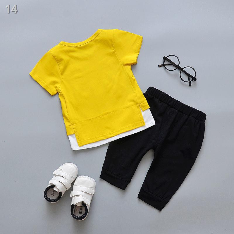 Bộ quần áo mùa hè trẻ em 1-3 tuổi 2 bé trai hoạt hình cotton in phông ngắn tay hai mảnh 4