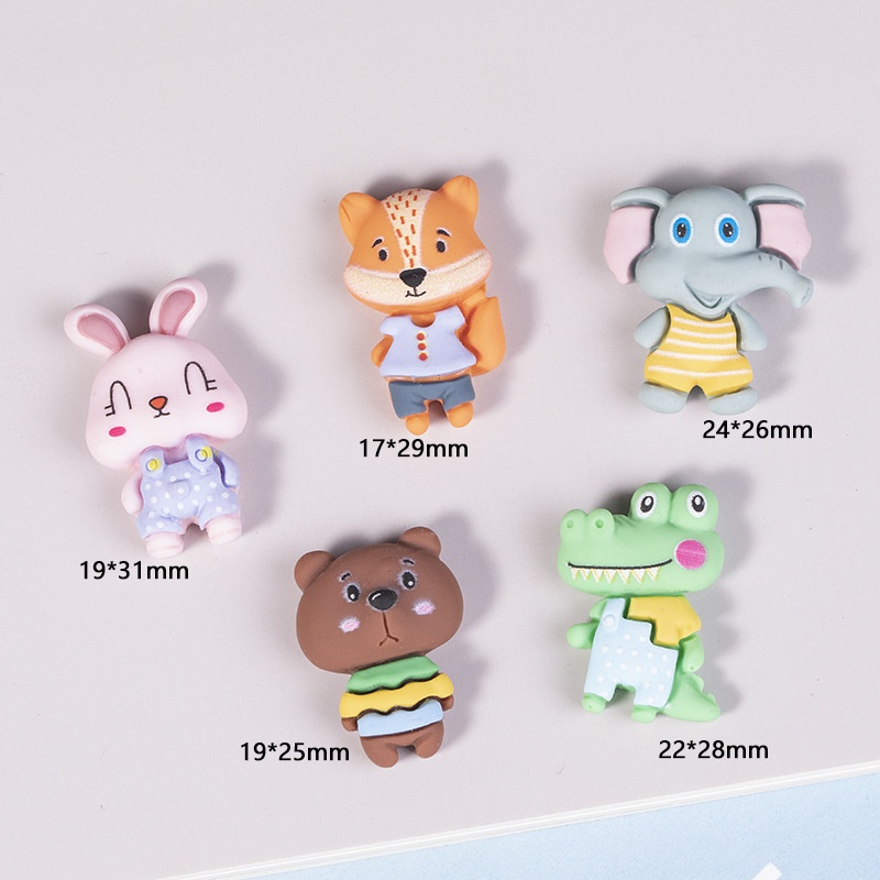 Set 10 phụ kiện resin dán trang trí điện thoại hình động vật dễ thương