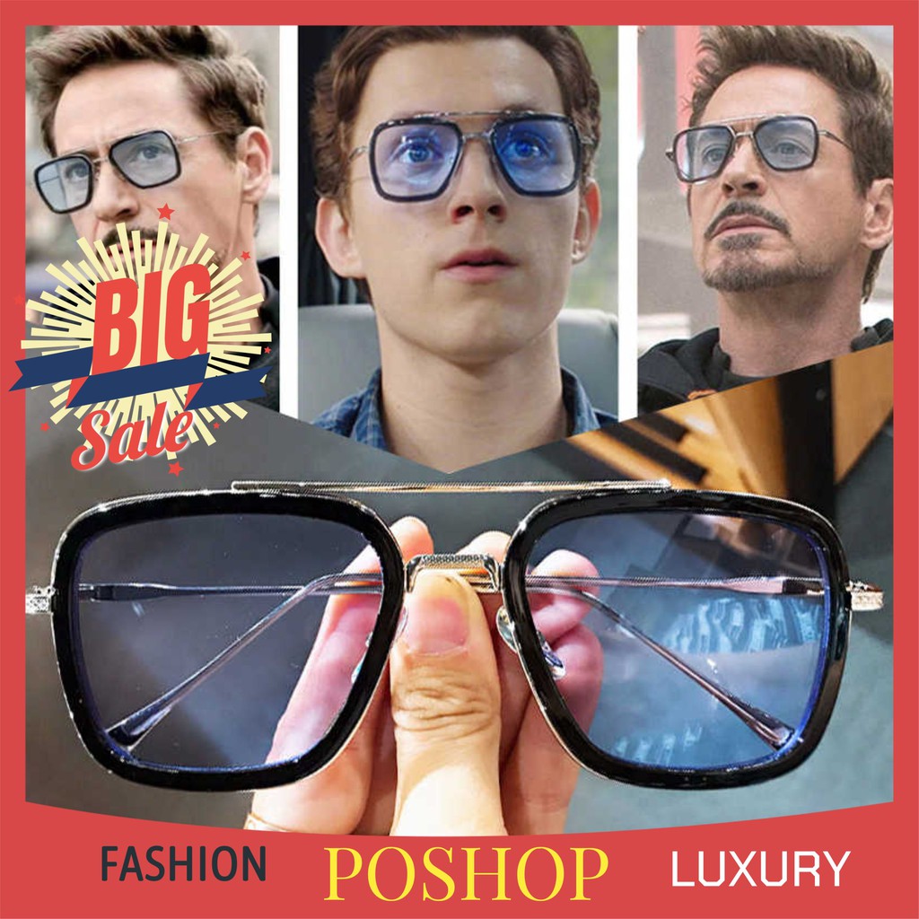 Mắt kính mát nam nữ kính râm FULLBOX HÃNG POSHOP IRON MAN EDITH gọng kim loại cao cấp chống chói tia UV thời trang