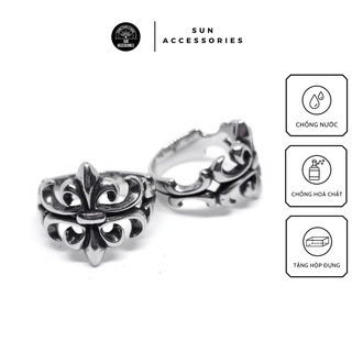 Nhẫn titan hoạ tiết chrom heart bản hoạ tiết nổi - Mẫu N-06 - SUN ACCESSORIES
