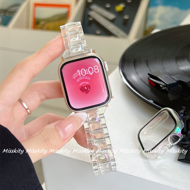 Dây Đeo Nhựa Màu Laser Cho Đồng Hồ Thông Minh Apple Watch Series 7 6 5 4 3 2 1 41mm 45mm 44mm 40mm 42mm 38mm