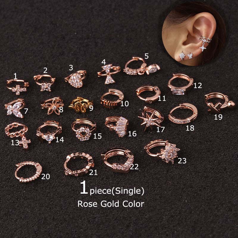 Khuyên tai đồng đính Zircon nhiều kiểu dáng hợp thời trang tuỳ chọn