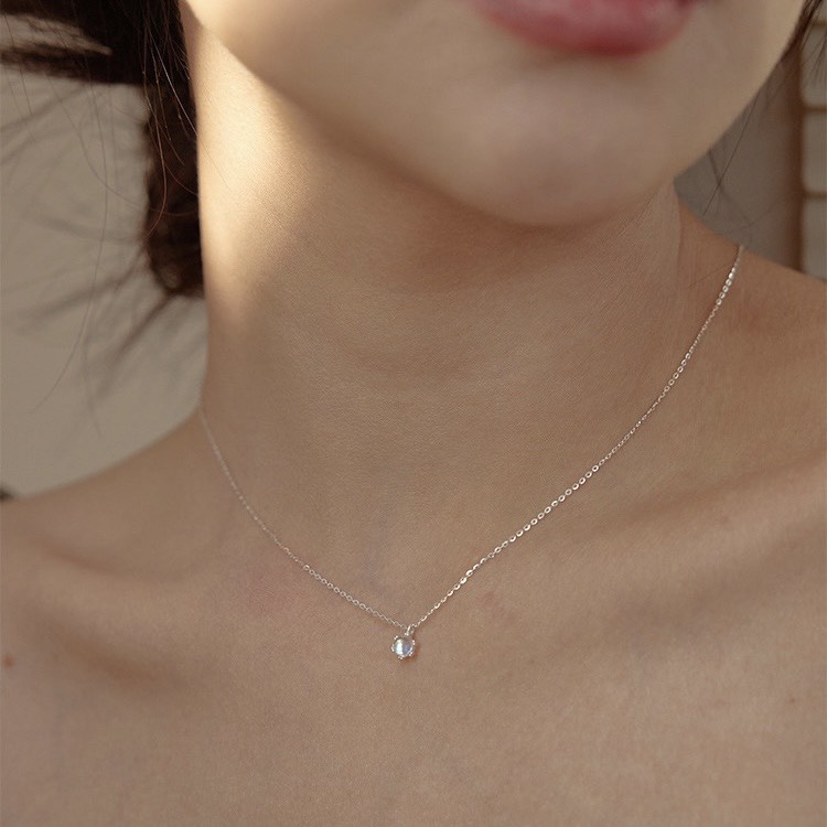 Dây chuyền bạc nữ đá Moonstone hợp phong thủy không kị mệnh, vòng cổ nữ bạc 925 cao cấp DUYSON SILVER [DCKX17]
