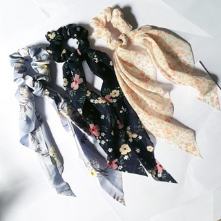 Cột tóc vải scrunchies băng đô nơ dài