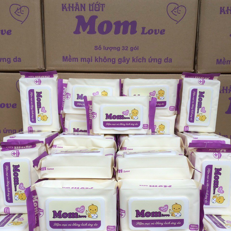 (Flash Sale) Khăn Giấy Ướt Cho Bé Mom Love Không Mùi, An Toàn, Chất Lượng Cao - Amina