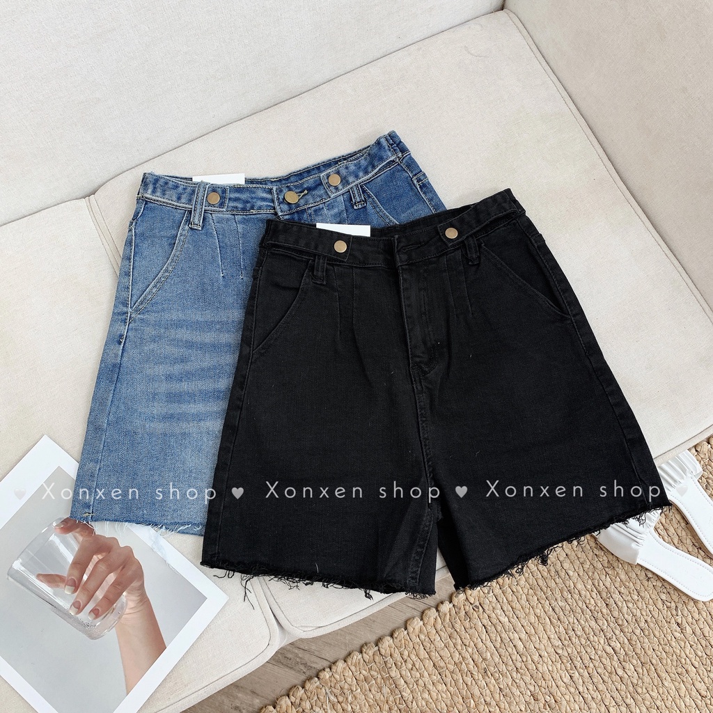 Quần jean ngố nữ, quần short jean nữ chất jean dày dặn co giãn form đẹp XONXEN SHOP size S M L mã 552