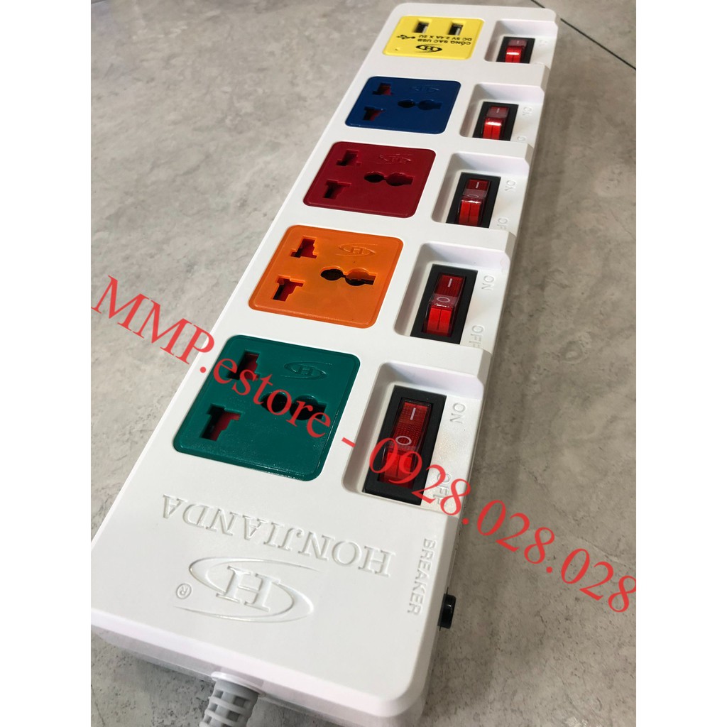 Ổ CẮM ĐIỆN HONJIANDA ĐA NĂNG AN TOÀN HJD-AT0655B - 3 MÉT DÂY