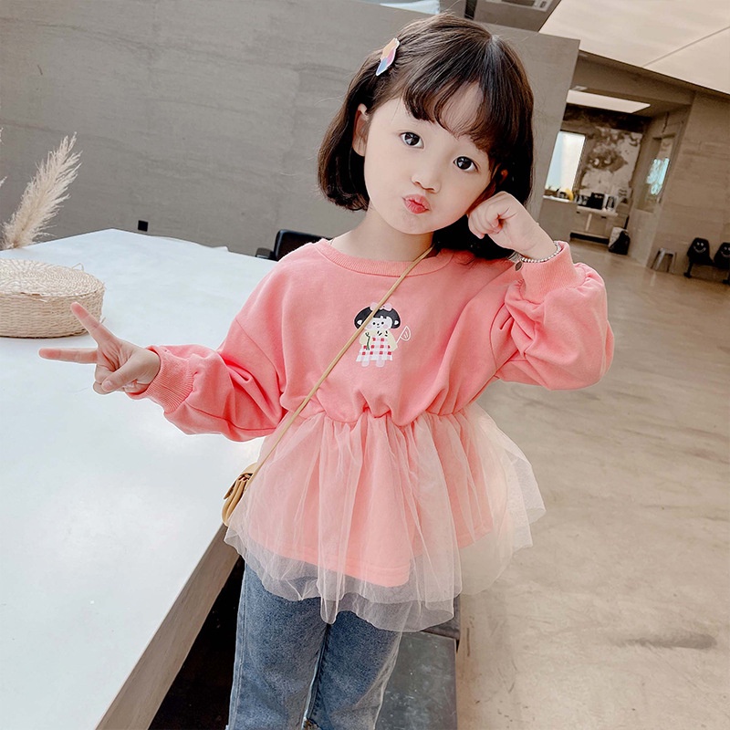Áo len bé gái váy gạc mẫu mùa thu 2021 mẫu mới áo len thời trang bé gái váy gạc 123456 tuổi
