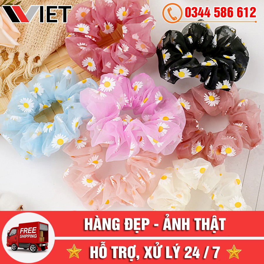 [Mã FAGOGO giảm 12% đơn 99K] [DEAL HOT] Dây Buộc Tóc Scunchies Vải Hoa Cúc Phong Cách Hàn Quốc | BigBuy360 - bigbuy360.vn