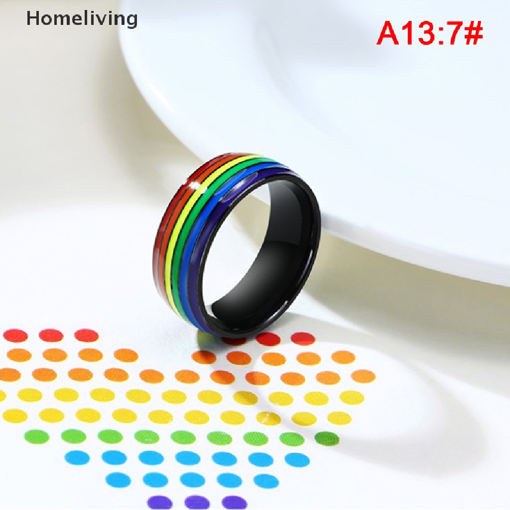 Nhẫn Cầu Vồng LGBT Bằng Thép Không Gỉ