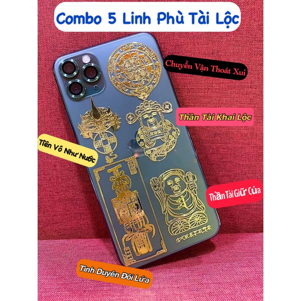 COMBO 5 Miếng dán điện thoại tài lộc lung linh phù hợp mang tới May Mắn - Sức Khỏe - Phong Thủy