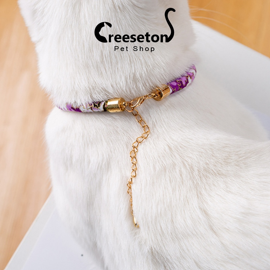 Vòng cổ cho mèo họa tiết Nhật Bản có Chuông tròn