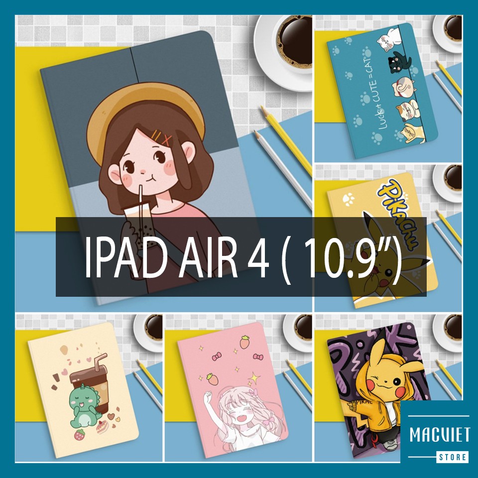 Bao Da iPad Air 4 (10.9 inch),Ốp iPad Air 4 In Hoạt Hình Cực Chất