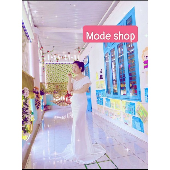 Đầm dạ hội cô dâu hở vai ngang dự tiệc (HÀNG CAO CẤP) kèm ảnh thật.