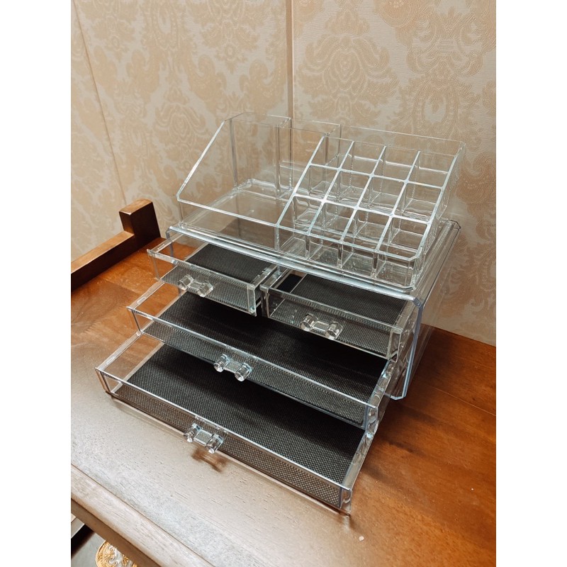 Khay son trong suốt 4 tầng / Kệ mỹ phẩm trong suốt 4 tầng. khay son meka 4 tầng